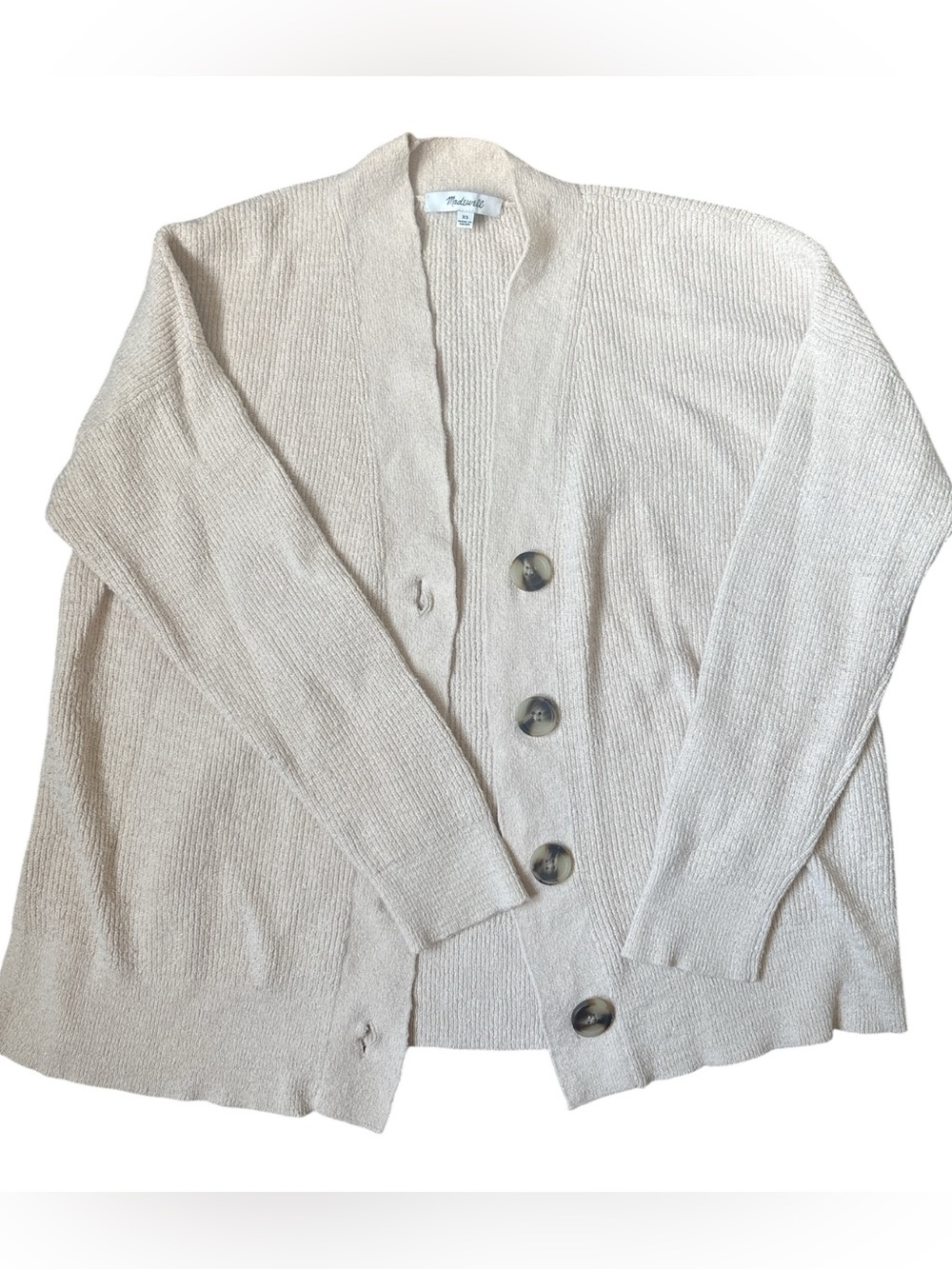 Madewell Cream Open-Front Knit Cardigan